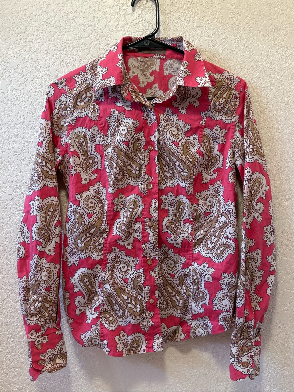 Etro Vintage Red Paisley Long Sleeve Button Down Y2K Blouse Top Size EU 44